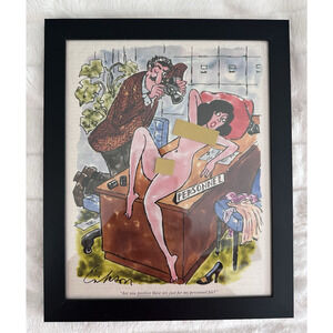 Framed 1972 Alden Erikson Playboy Magazine Cartoon Adult 8x10